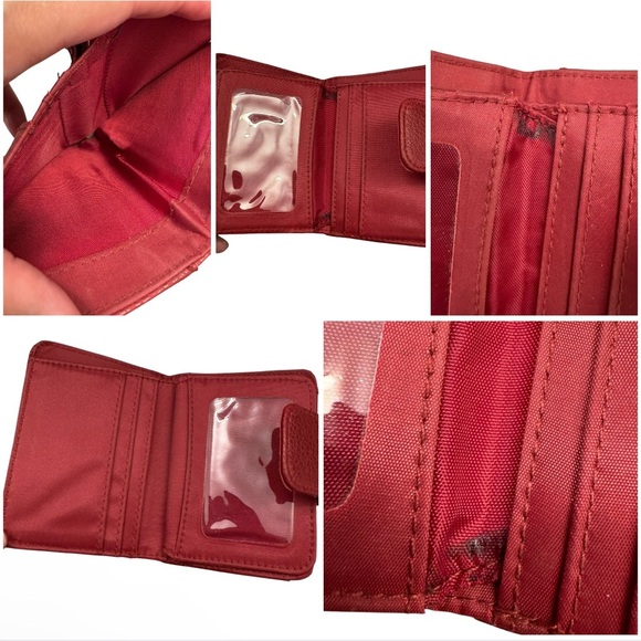 Fossil Austin Leather Salmon Flap Front Twist Turnlock Cossbody with Red Wallet - Picture 10 of 12